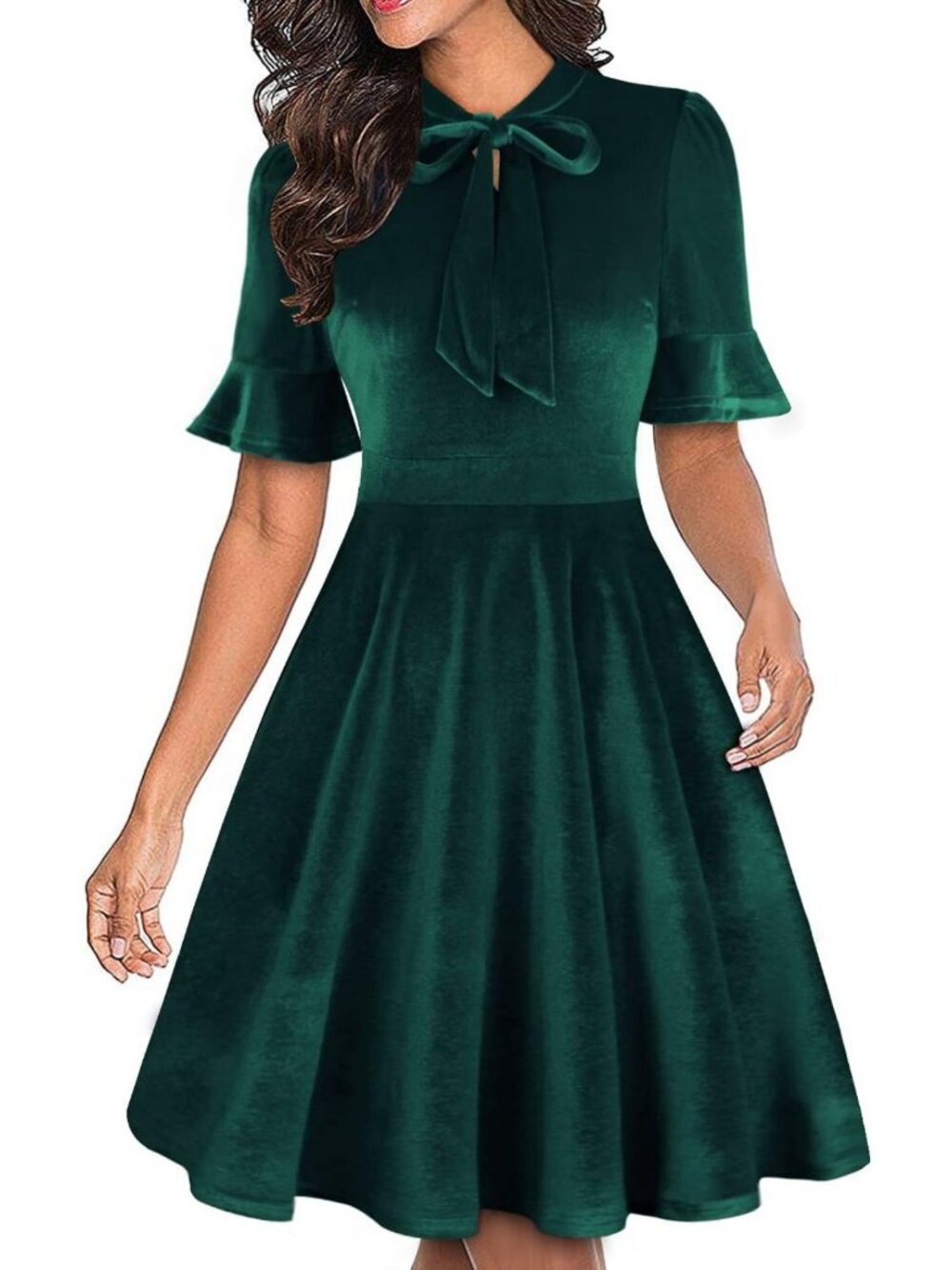 Floral Ruffle Sleeve Summer Dress - Perfect for Work, Church, Weddings & Parties